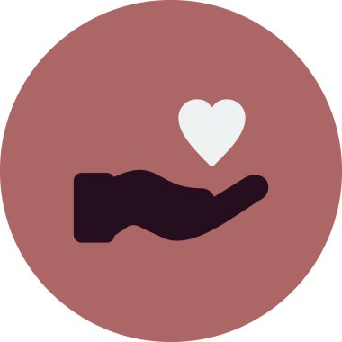 Yürekli bir el. Web simgesi basit illüstrasyon