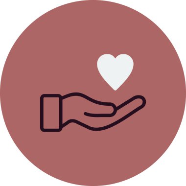 Yürekli bir el. Web simgesi basit illüstrasyon