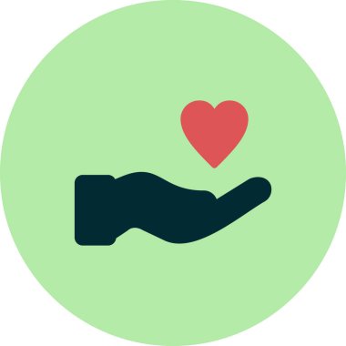 Yürekli bir el. Web simgesi basit illüstrasyon