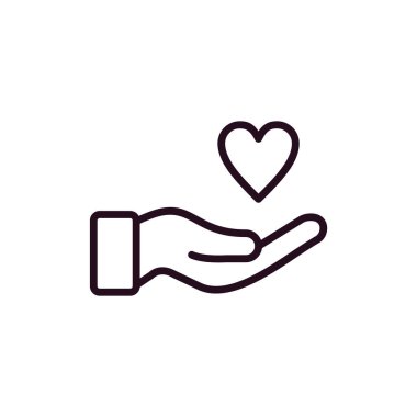 Yürekli bir el. Web simgesi basit illüstrasyon