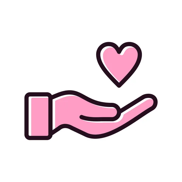 Hand Mit Herz Web Symbol Einfache Illustration — Stockvektor