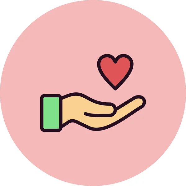 Hand Mit Herz Web Symbol Einfache Illustration — Stockvektor