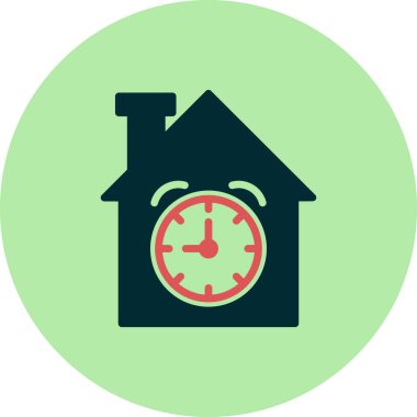 Ev saati simgesi. Taslak zaman vektör illüstrasyon sembolü. beyaz arkaplanda izole.