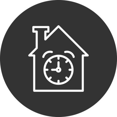 Ev saati simgesi. Taslak zaman vektör illüstrasyon sembolü. beyaz arkaplanda izole.