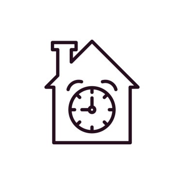 Ev saati simgesi. Taslak zaman vektör illüstrasyon sembolü. beyaz arkaplanda izole.