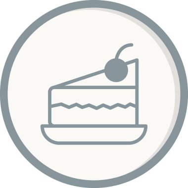 Tabakta bir parça kek. Web simgesi basit illüstrasyon 