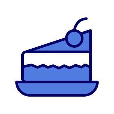 Tabakta bir parça kek. Web simgesi basit illüstrasyon 