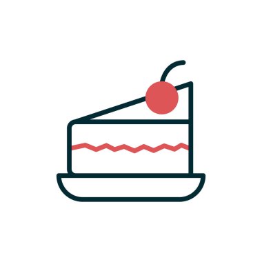 Tabakta bir parça kek. Web simgesi basit illüstrasyon 