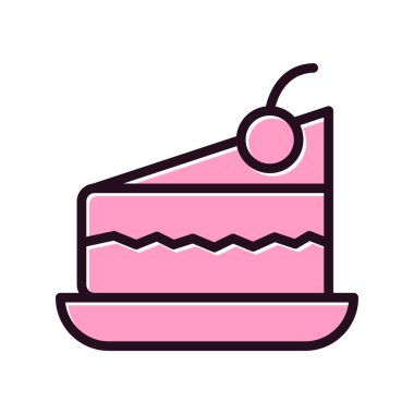 Tabakta bir parça kek. Web simgesi basit illüstrasyon 