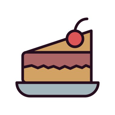 Tabakta bir parça kek. Web simgesi basit illüstrasyon 