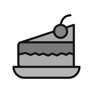 Tabakta bir parça kek. Web simgesi basit illüstrasyon 
