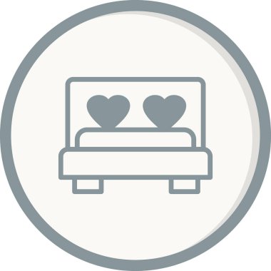 Yürekli yatak, aşk, sevgililer günü ve romantik temalı vektör illüstrasyonu