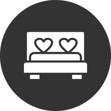 Yürekli yatak, aşk, sevgililer günü ve romantik temalı vektör illüstrasyonu