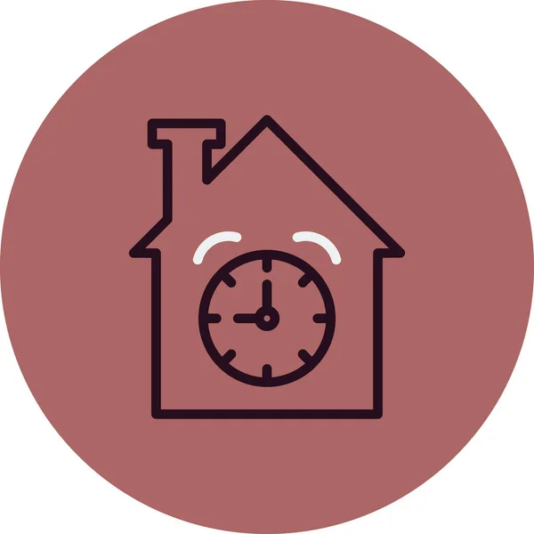 House Clock Icon Outline Time Vector Illustration Symbol Isolated White — Stock Vector