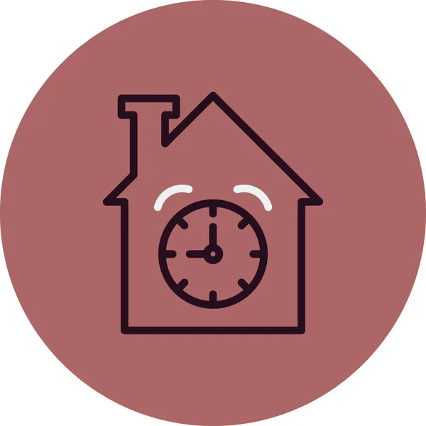 House Clock Icon Outline Time Vector Illustration Symbol Isolated White — Stockvektor