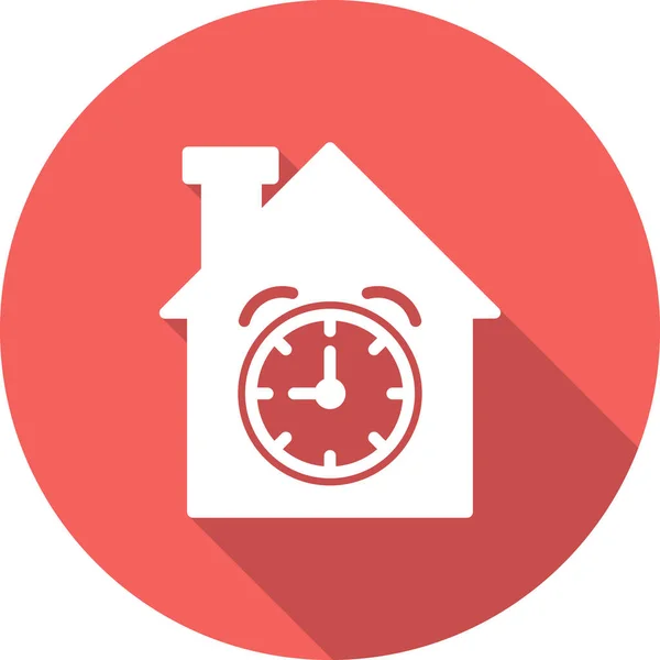House Clock Icon Outline Time Vector Illustration Symbol Isolated White — Stockvektor