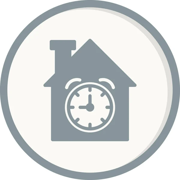 House Clock Icon Outline Time Vector Illustration Symbol Isolated White — Stockvektor