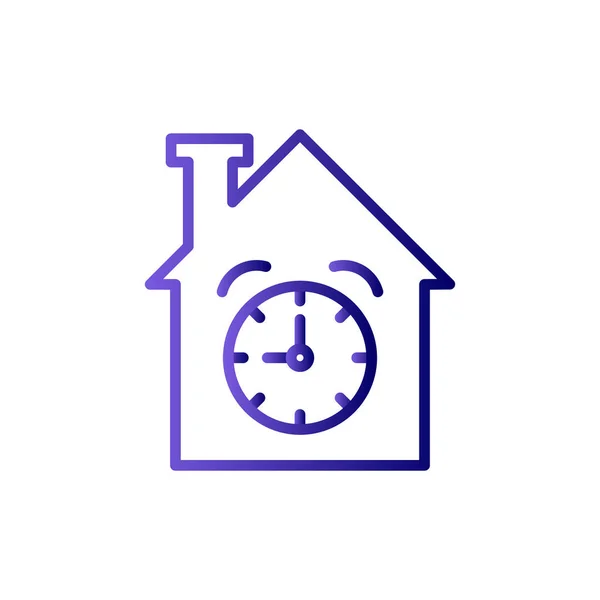 House Clock Icon Outline Time Vector Illustration Symbol Isolated White — Stockvektor