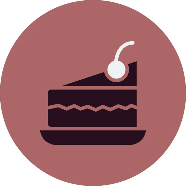 Pièce Gâteau Sur Assiette Icône Web Illustration Simple — Image vectorielle