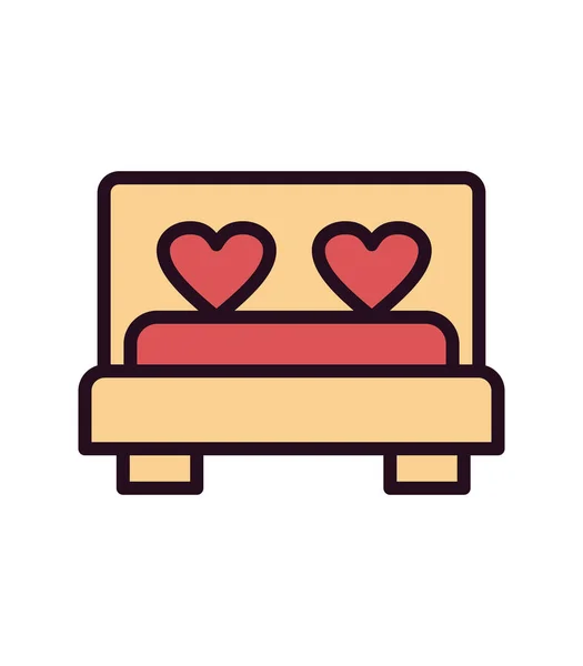 Bed Heart Love Valentine Day Romantic Theme Vector Illustration — Stock Vector