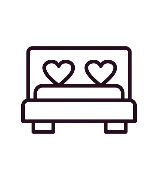 Cama Con Corazón Amor Día San Valentín Tema Romántico Vector — Archivo Imágenes Vectoriales