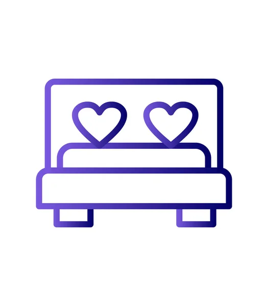 Cama Con Corazón Amor Día San Valentín Tema Romántico Vector — Archivo Imágenes Vectoriales