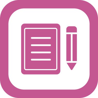 belge ve kalem. Web simgesi basit vektör illüstrasyonu 