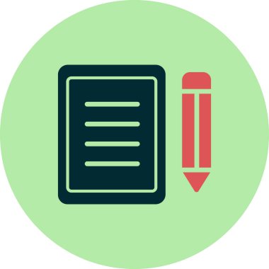 belge ve kalem. Web simgesi basit vektör illüstrasyonu 