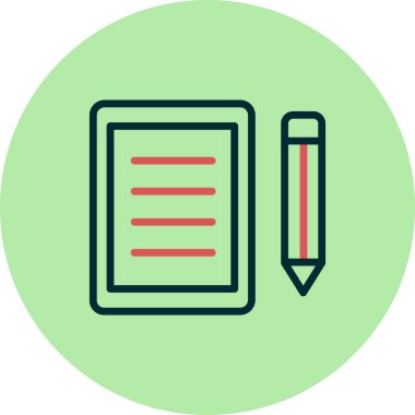 belge ve kalem. Web simgesi basit vektör illüstrasyonu 