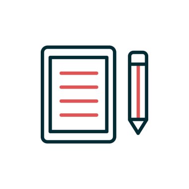 belge ve kalem. Web simgesi basit vektör illüstrasyonu 