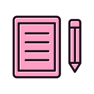 belge ve kalem. Web simgesi basit vektör illüstrasyonu 