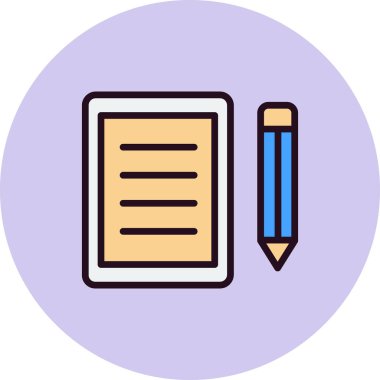 belge ve kalem. Web simgesi basit vektör illüstrasyonu 