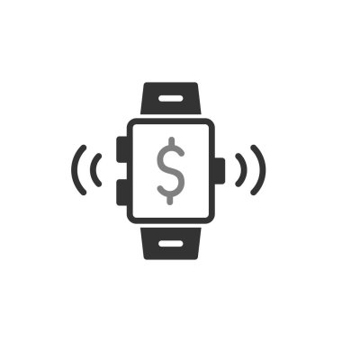 Bitcoin ikonlu akıllı seğirme. ödeme sembolü. düz tasarım biçimi.