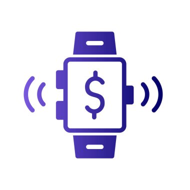 Beyaz arkaplanda bitcoin simgesi olan smartwatch, vektör illüstrasyonu