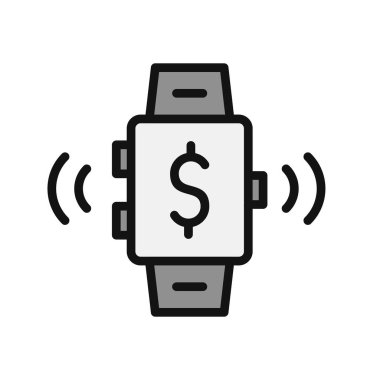 Bitcoin simgesi, vektör illüstrasyonlu smartwatch