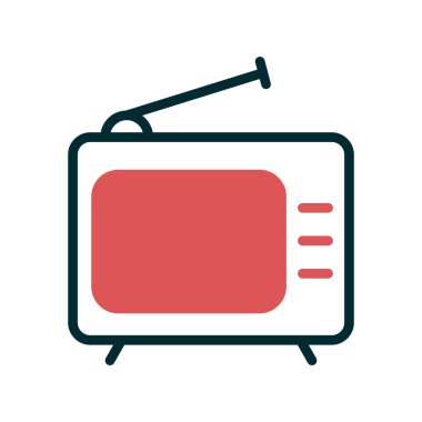 Televizyon vektör simgesi. düz biçim illüstrasyonu