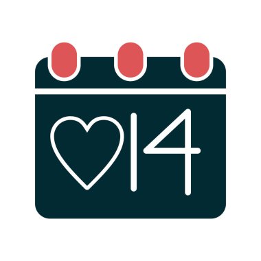 Sevgililer Günü konsepti, kalp ikonu vektör illüstrasyonu