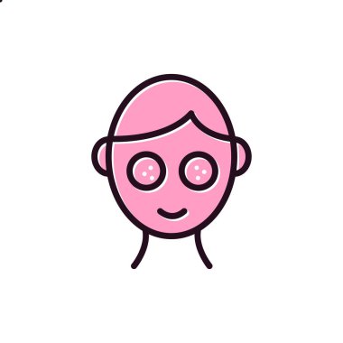 Yüz maskesi ikon vektör illüstrasyon tasarımlı kadın