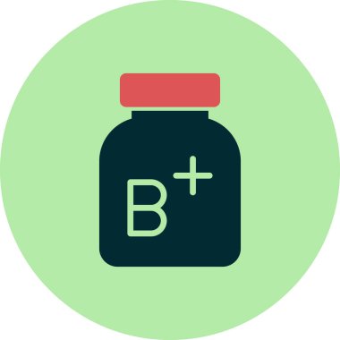 B vitamini artı basit simge, vektör illüstrasyonu