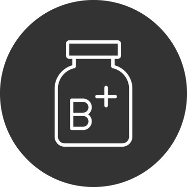 B vitamini artı basit simge, vektör illüstrasyonu