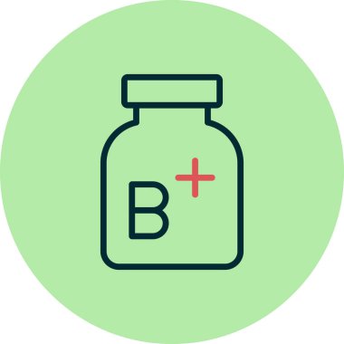 B vitamini artı basit simge, vektör illüstrasyonu
