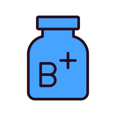 B vitamini artı basit simge, vektör illüstrasyonu