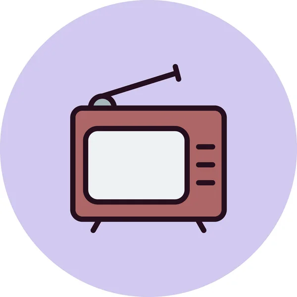 Ícone Vetor Televisão Ilustração Estilo Plano — Vetor de Stock