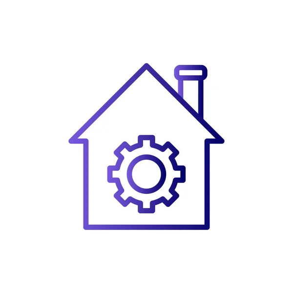 Haus Mit Getriebesymbol Vektorillustration — Stockvektor