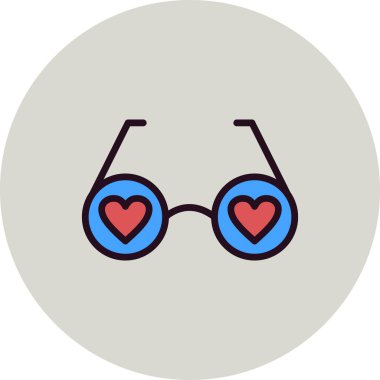 Aşk gözlükleri basit simge, vektör illüstrasyonu