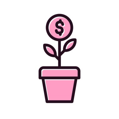 Yatırım kavramı, para büyüme vektörü illüstrasyonu