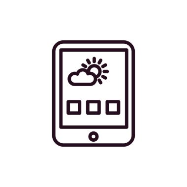 Hava tahmin çizgisi simgesi, ana hatlar vektör işareti, beyaz üzerine izole edilmiş doğrusal resim. Sembol, logo illüstrasyonu