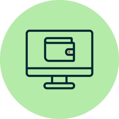 cüzdan düz simgesi, vektör illüstrasyonu