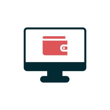 cüzdan düz simgesi, vektör illüstrasyonu