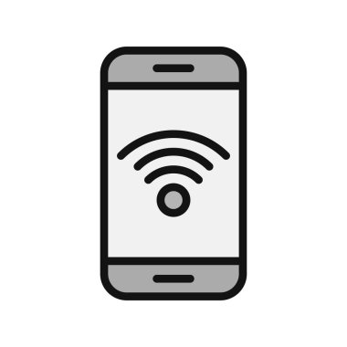 Kablosuz ağ ikonlu akıllı telefon. vektör illüstrasyonu